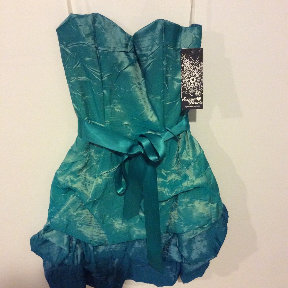 NWT Blue Green Ombre Strapless Cocktail Dress